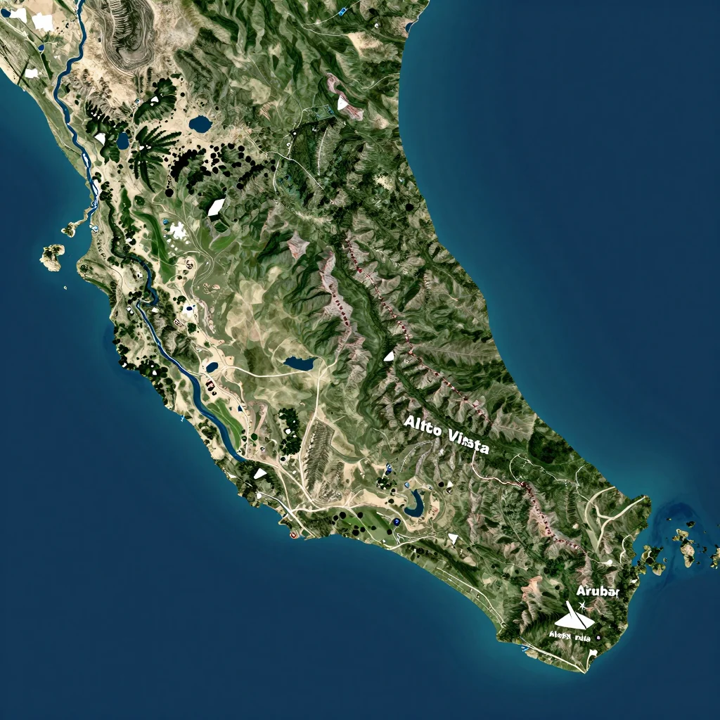 alto vista aruba city physical map