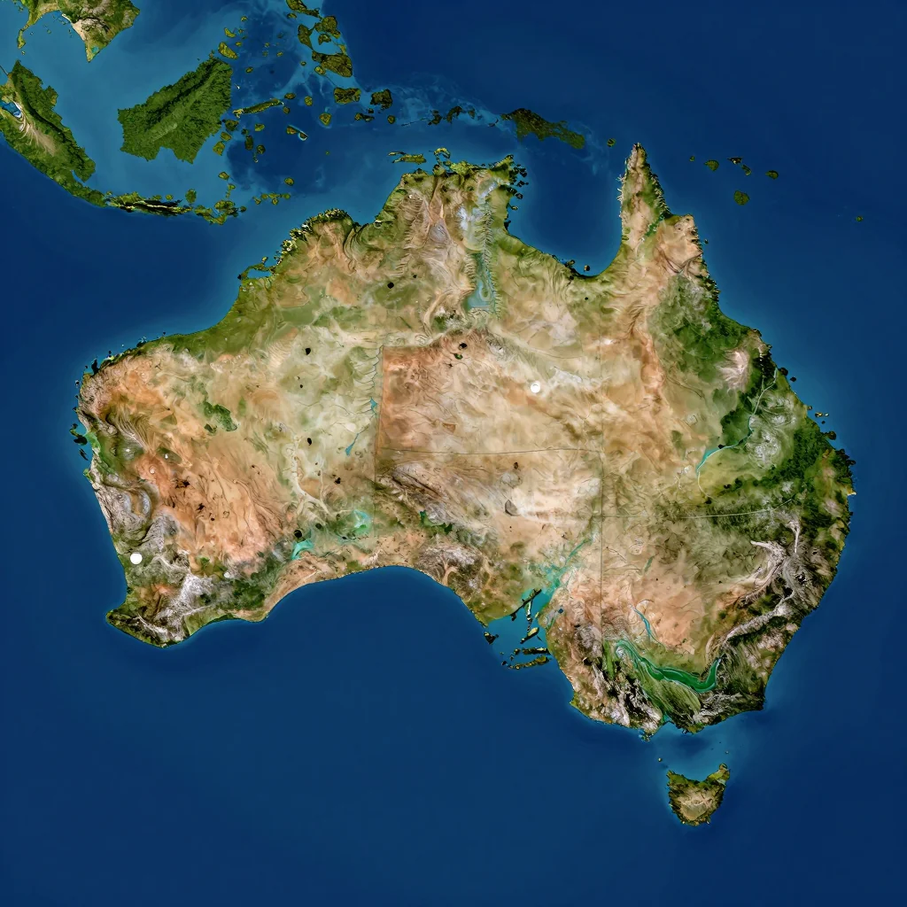 australia country physical map