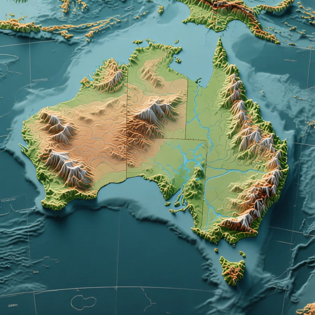 Australia Geography Atlas - States, Territories and Outback Maps map 2 australia topographic map