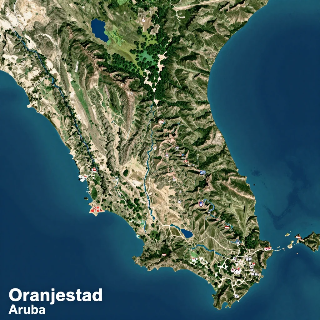 oranjestad aruba city physical map