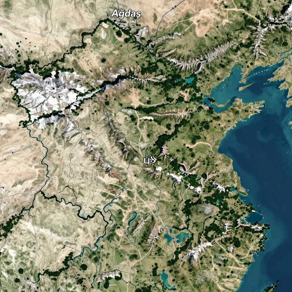 agdas azerbaijan city physical map