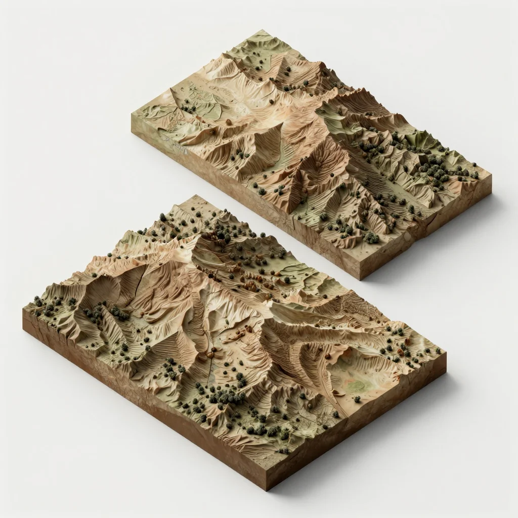 3D Isometric Topographic Map of Bhutan Isometric 3D topographic visualization showing elevation and terrain of Bhutan