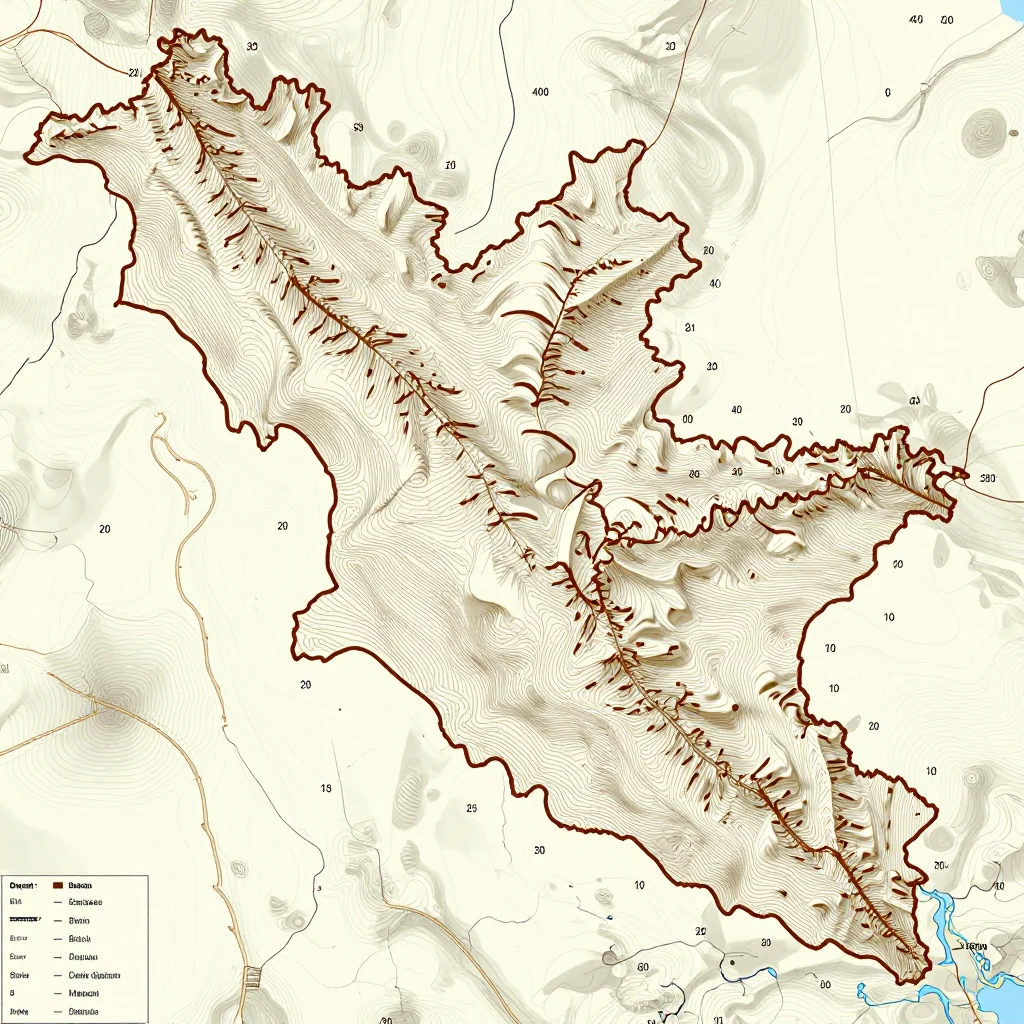 3D topographic map showing elevation contours, mountain ranges, and terrain features of Daphu, Bhutan