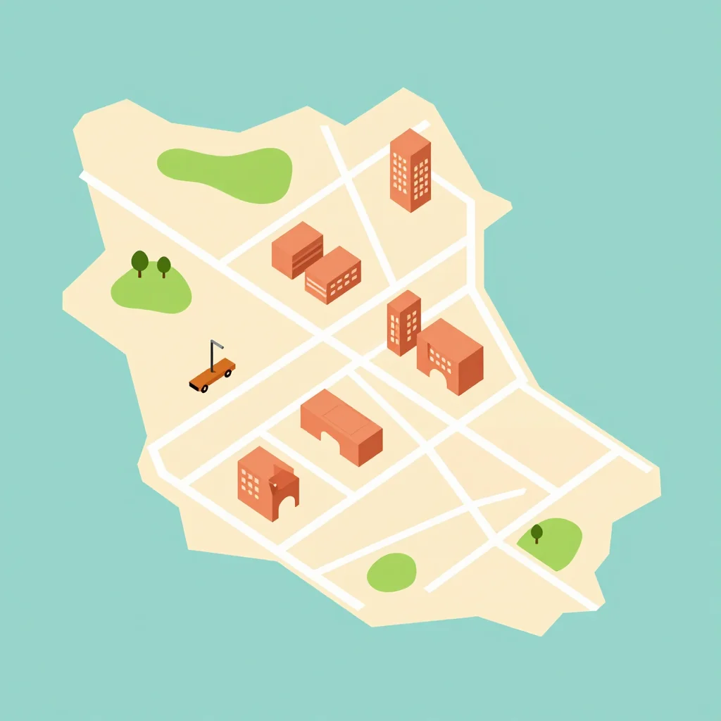 Isometric Tourist Map of Flatts, Bermuda - Flat Design Isometric flat design tourist map of Flatts, Bermuda showing landmarks, attractions, and points of interest