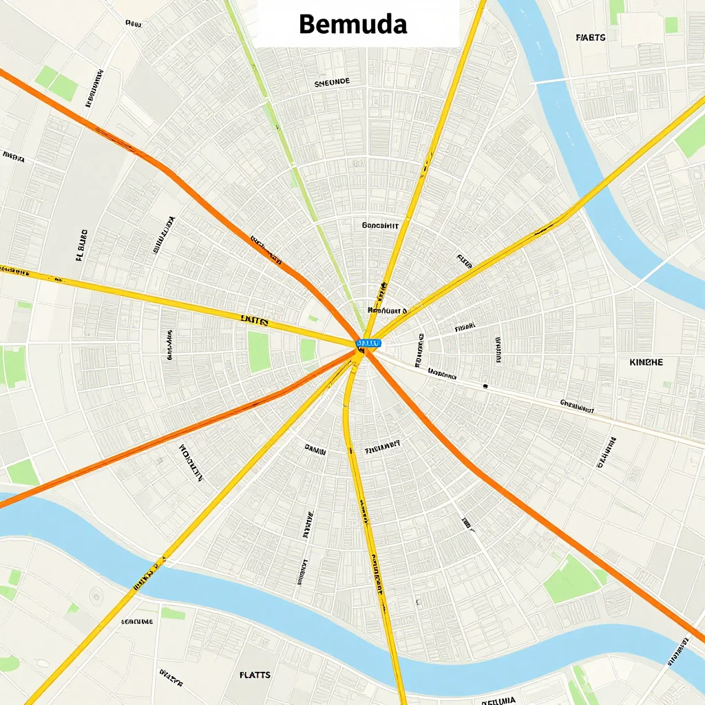 Street Map of Flatts, Bermuda - Road Network Detailed street map showing roads, highways, neighborhoods, and urban layout of Flatts, Bermuda
