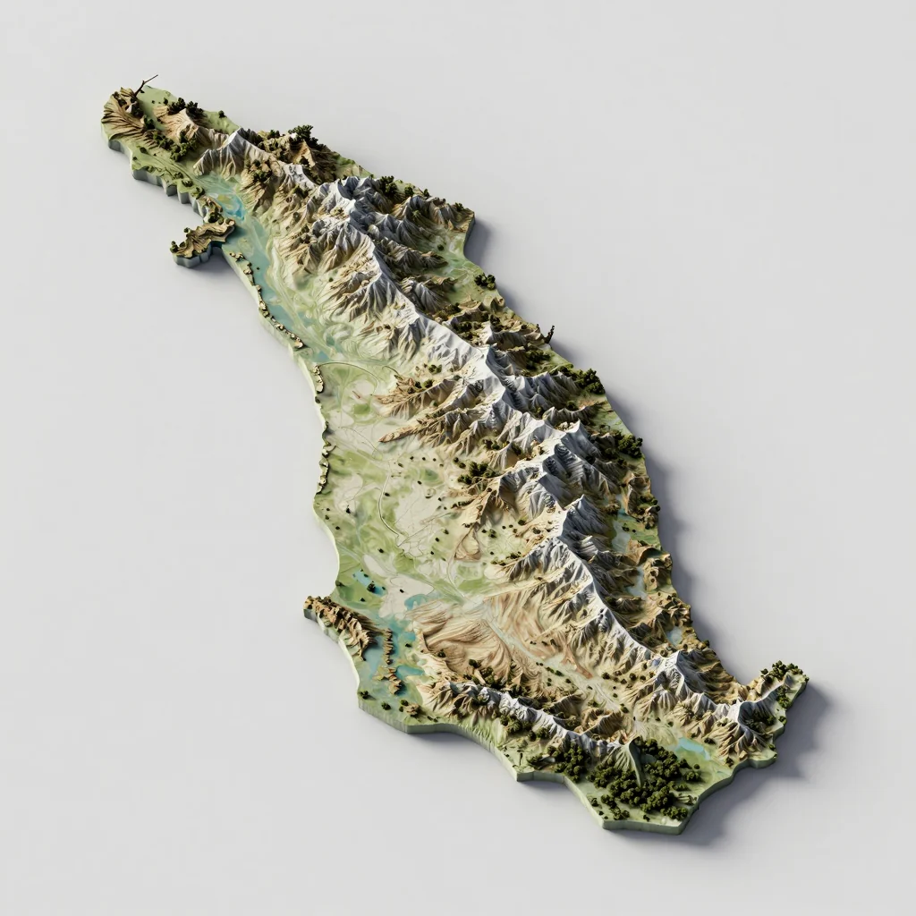 Isometric 3D topographic visualization showing elevation and terrain of Hamilton, Bermuda