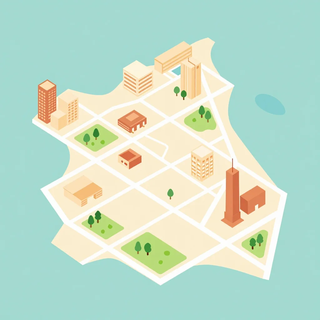 Isometric flat design tourist map of Paget, Bermuda showing landmarks, attractions, and points of interest