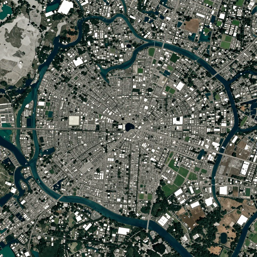 High-resolution satellite image of Paget, Bermuda showing land cover, urban areas, and natural features from space