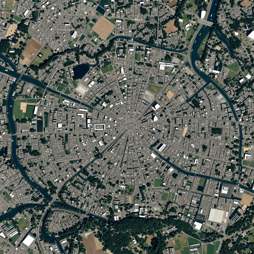 High-resolution satellite image of Southampton, Bermuda showing land cover, urban areas, and natural features from space