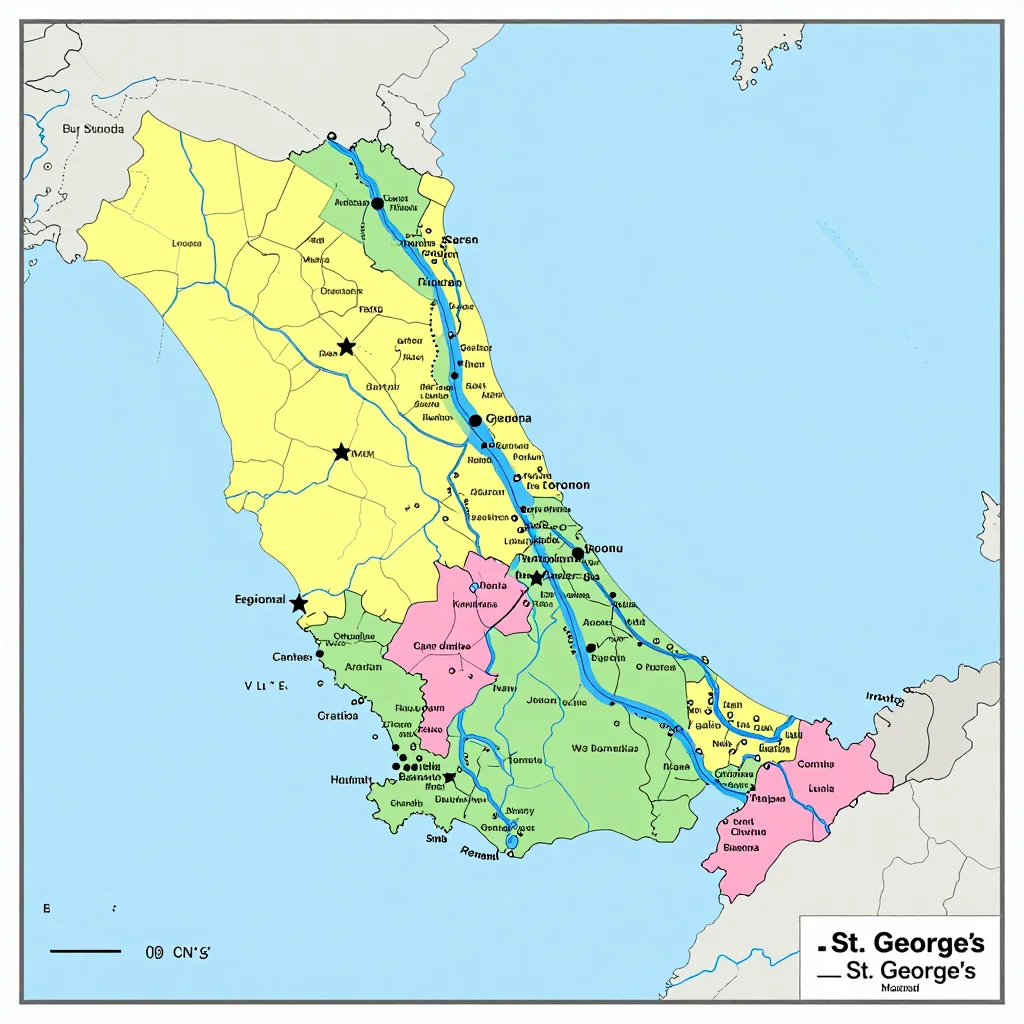 Political map showing borders, administrative divisions, major cities, and capital of St. George's, Bermuda