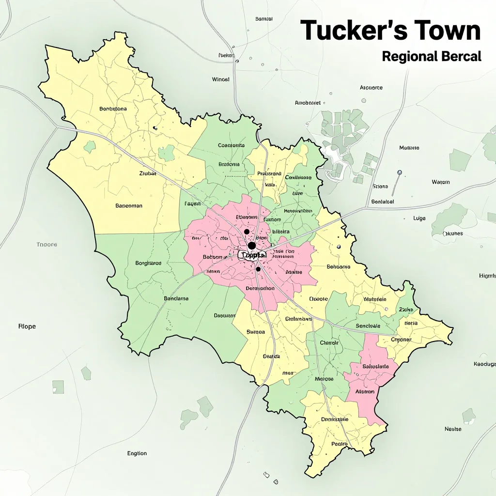 Political map showing borders, administrative divisions, major cities, and capital of Tucker’s Town, Bermuda