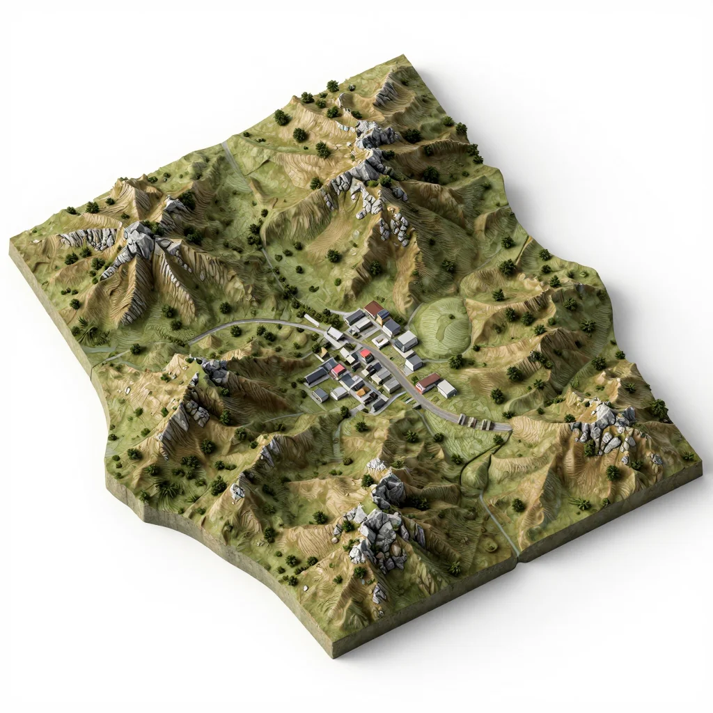 Isometric 3D topographic visualization showing elevation and terrain of Tucker’s Town, Bermuda
