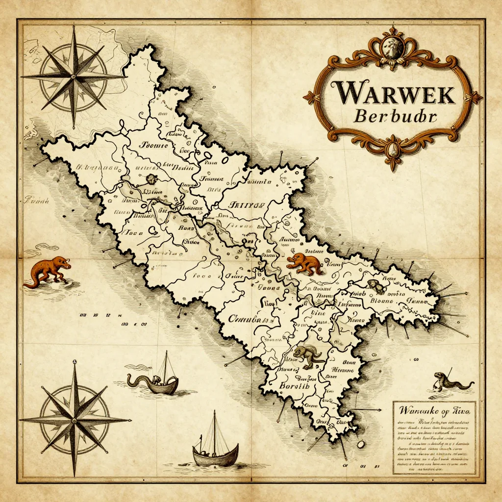 Antique vintage map of Warwick, Bermuda showing historical cartography style