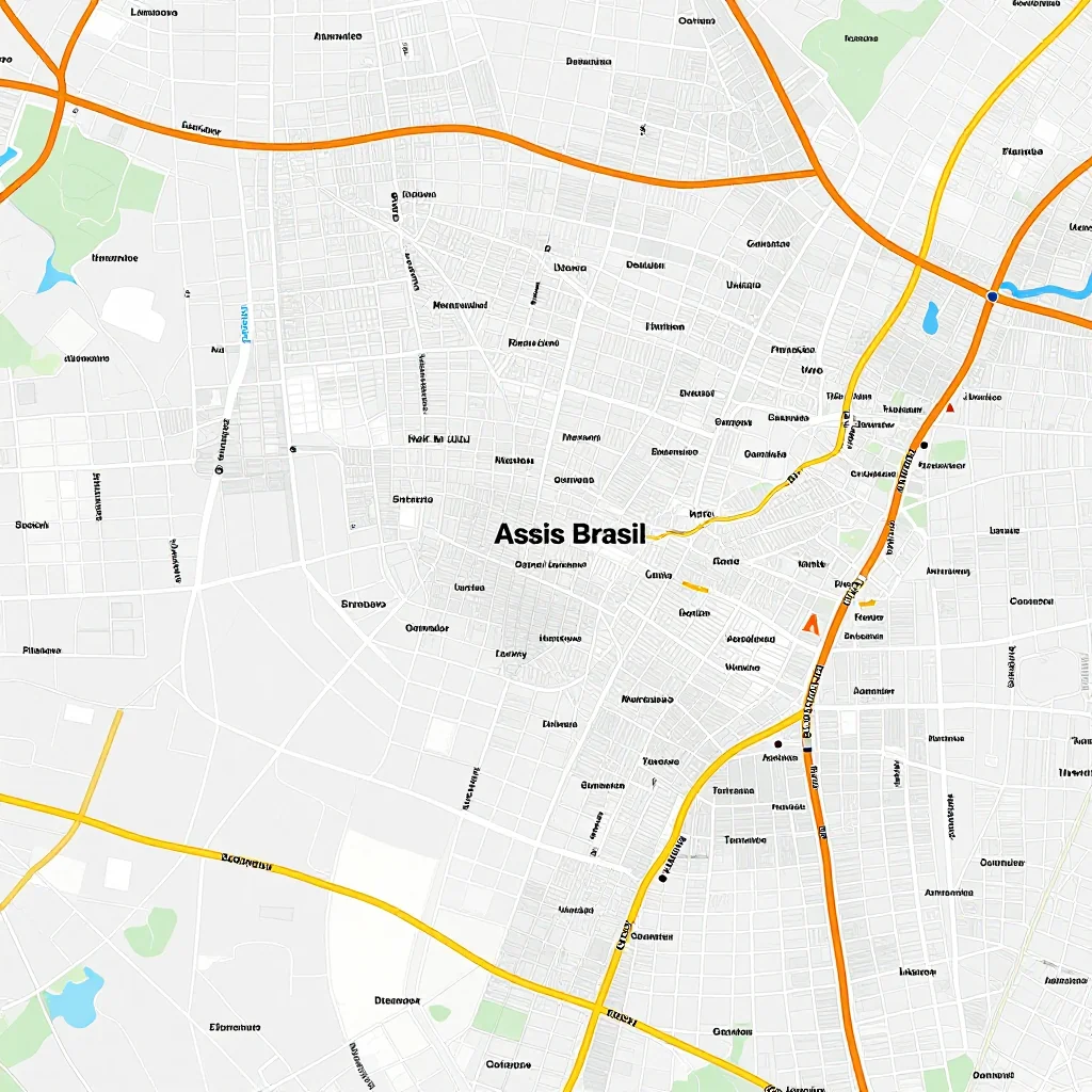Street Map of Assis Brasil, Brazil - Road Network Detailed street map showing roads, highways, neighborhoods, and urban layout of Assis Brasil, Brazil