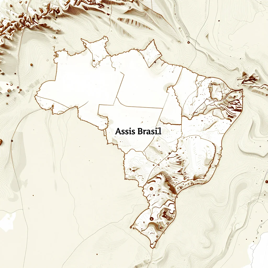 assis brasil brazil city topographic map