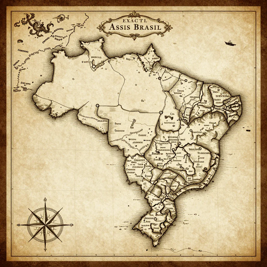 Historical Vintage Map of Assis Brasil, Brazil - Antique Cartography Antique vintage map of Assis Brasil, Brazil showing historical cartography style