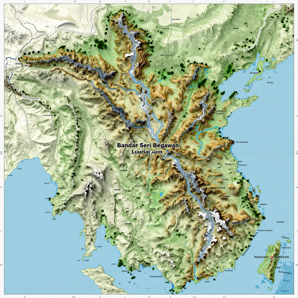 bandar seri begawan brunei city physical map