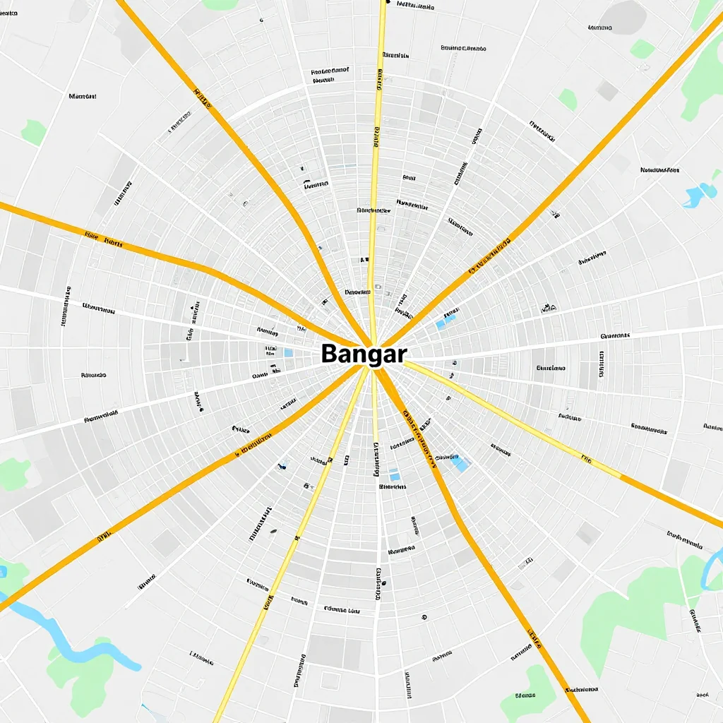 Detailed street map showing roads, highways, neighborhoods, and urban layout of Bangar, Brunei