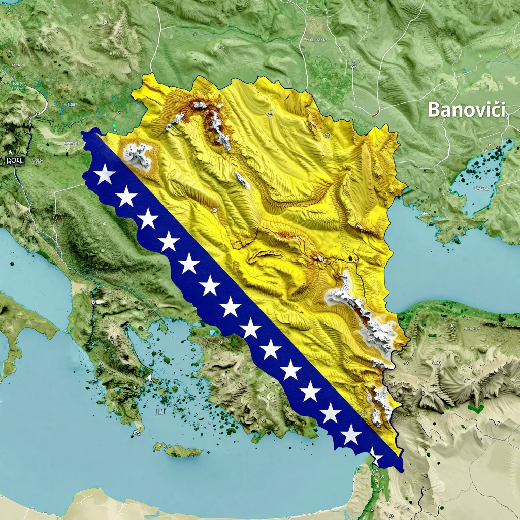 banovici bosnia and herzegovina city physical map