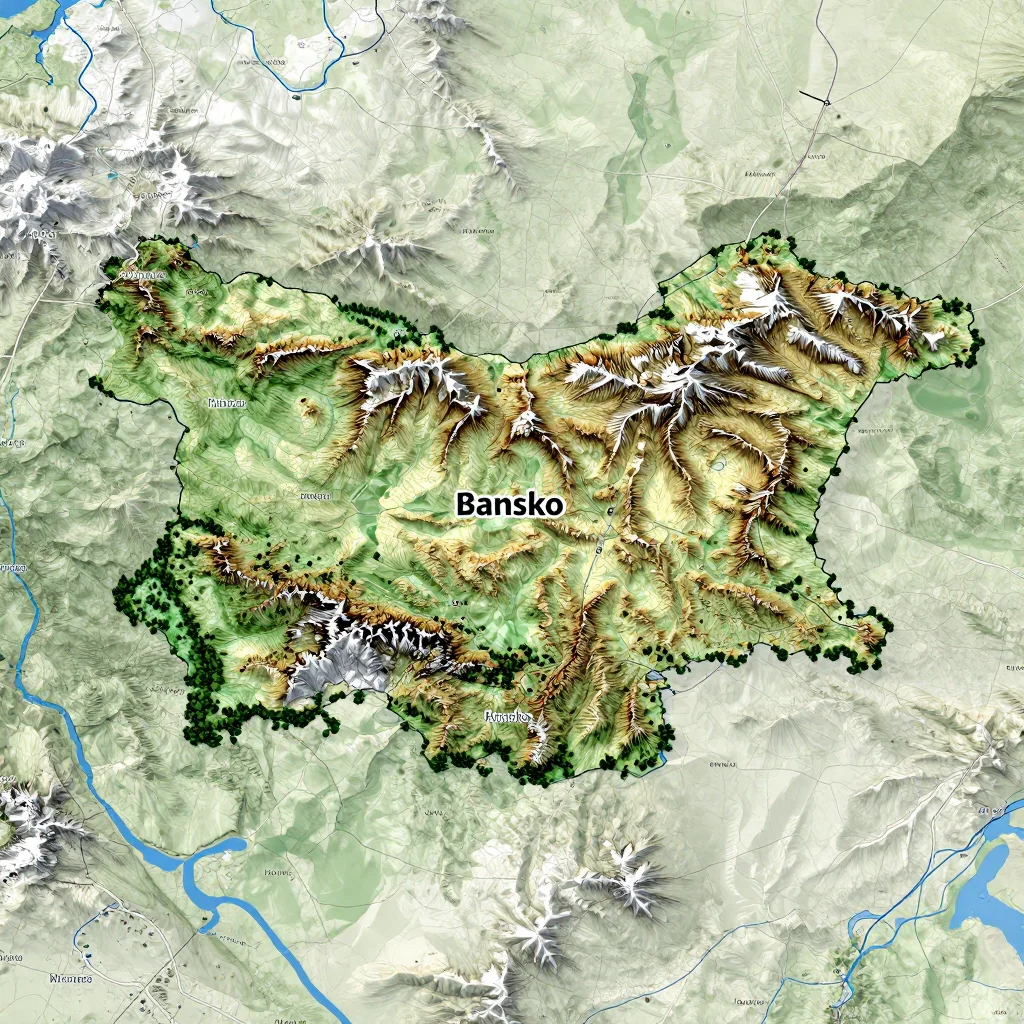 bansko bulgaria city physical map
