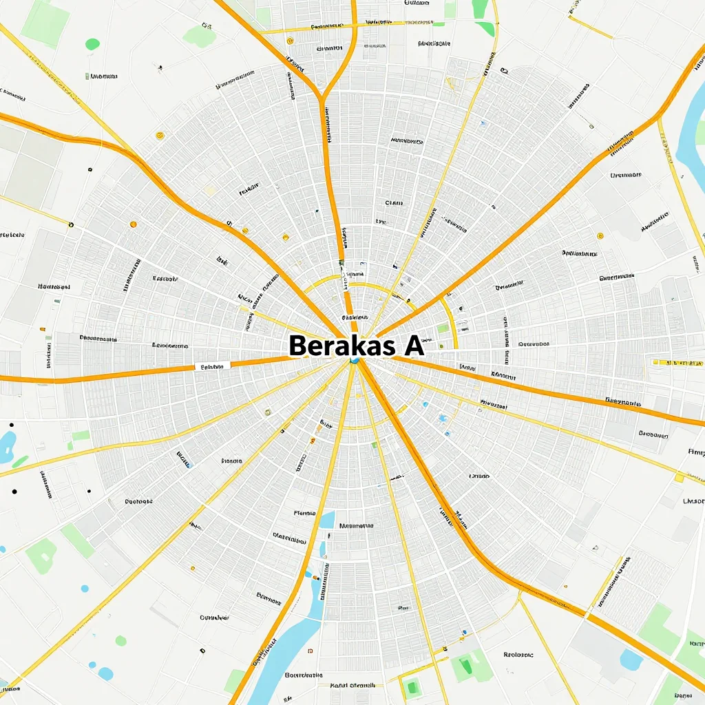 Detailed street map showing roads, highways, neighborhoods, and urban layout of Berakas A, Brunei