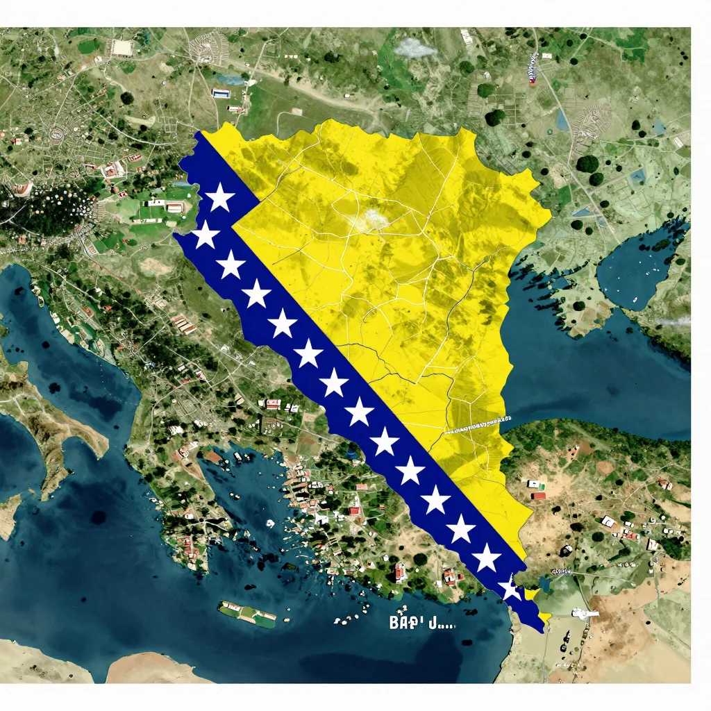 Satellite View of Blagaj, Bosnia and Herzegovina from Space High-resolution satellite image of Blagaj, Bosnia and Herzegovina showing land cover, urban areas, and natural features from space