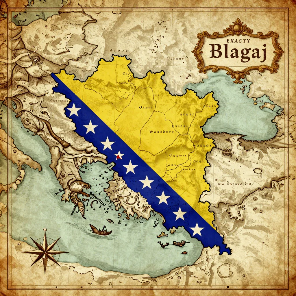 Historical Vintage Map of Blagaj, Bosnia and Herzegovina - Antique Cartography Antique vintage map of Blagaj, Bosnia and Herzegovina showing historical cartography style