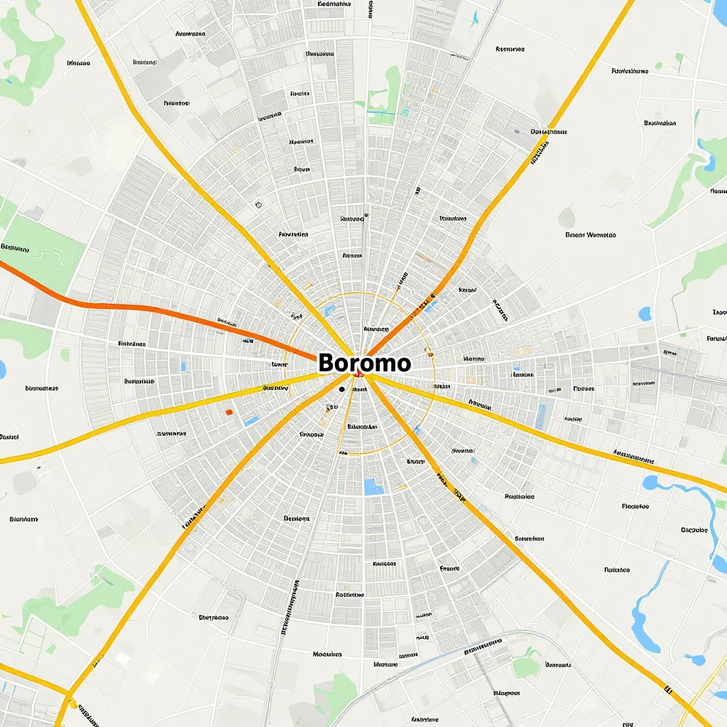 Detailed street map showing roads, highways, neighborhoods, and urban layout of Boromo, Burkina Faso