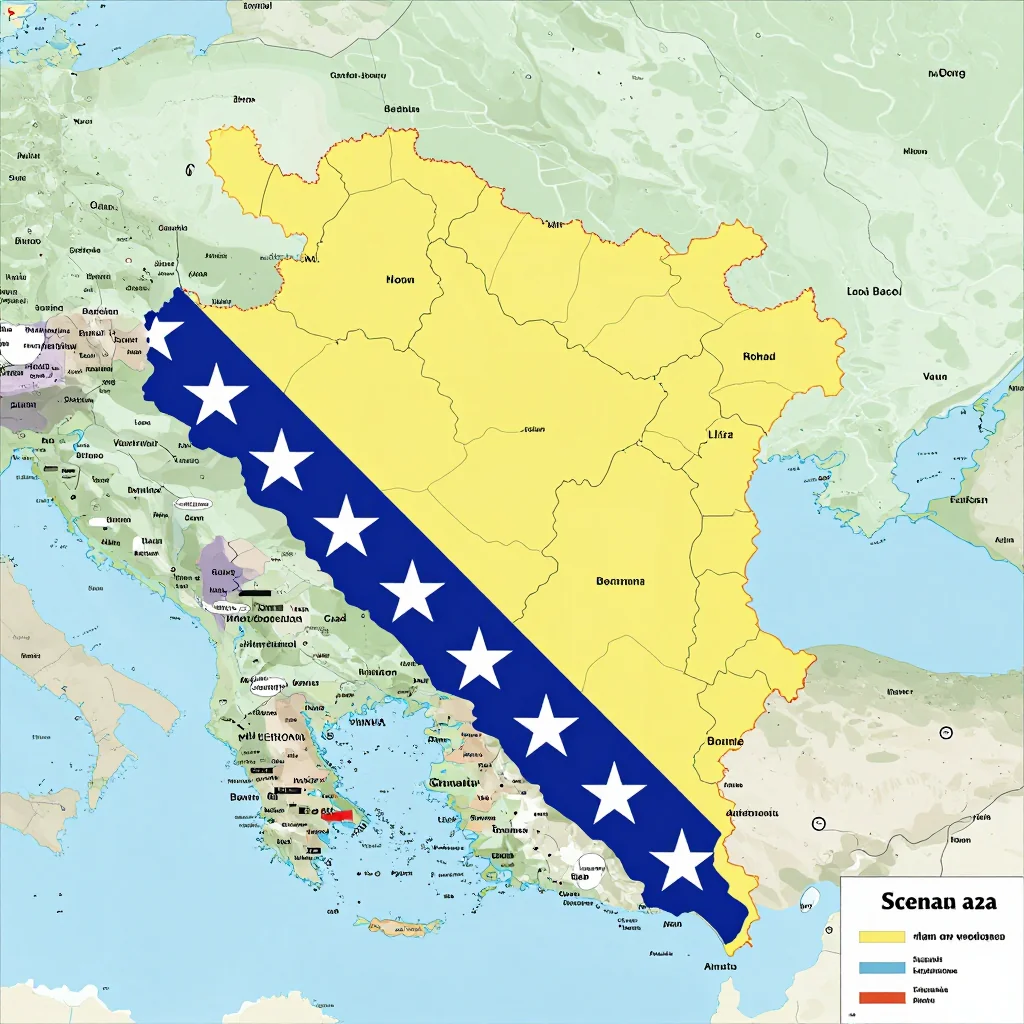 Political map showing borders, administrative divisions, major cities, and capital of Bosnia and Herzegovina
