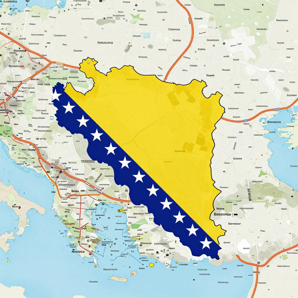 Detailed street map showing roads, highways, neighborhoods, and urban layout of Bosnia and Herzegovina