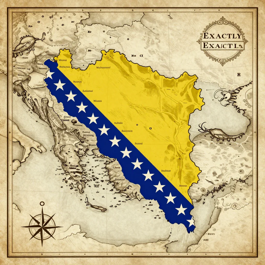 Antique vintage map of Bosnia and Herzegovina showing historical cartography style