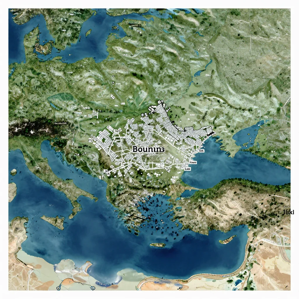 High-resolution satellite image of Bouvet Island showing land cover, urban areas, and natural features from space