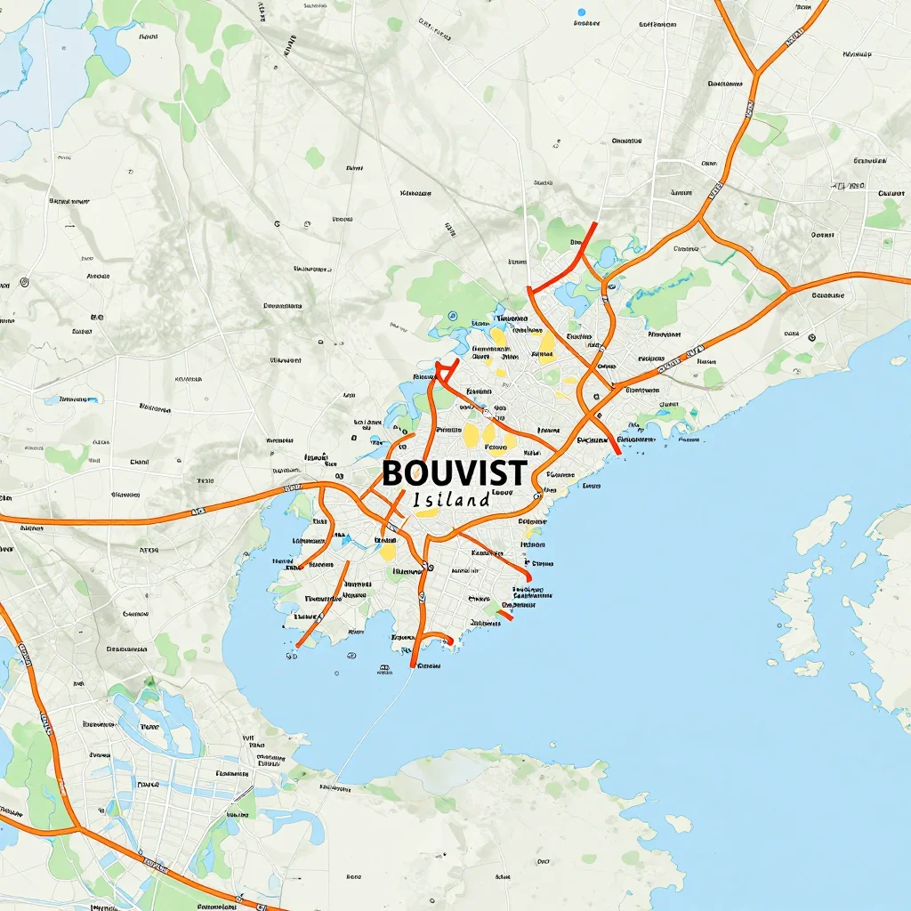 Detailed street map showing roads, highways, neighborhoods, and urban layout of Bouvet Island
