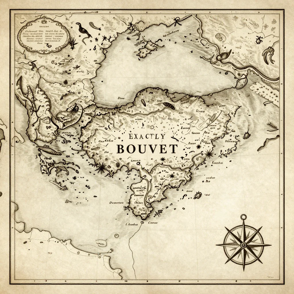 Antique vintage map of Bouvet Island showing historical cartography style