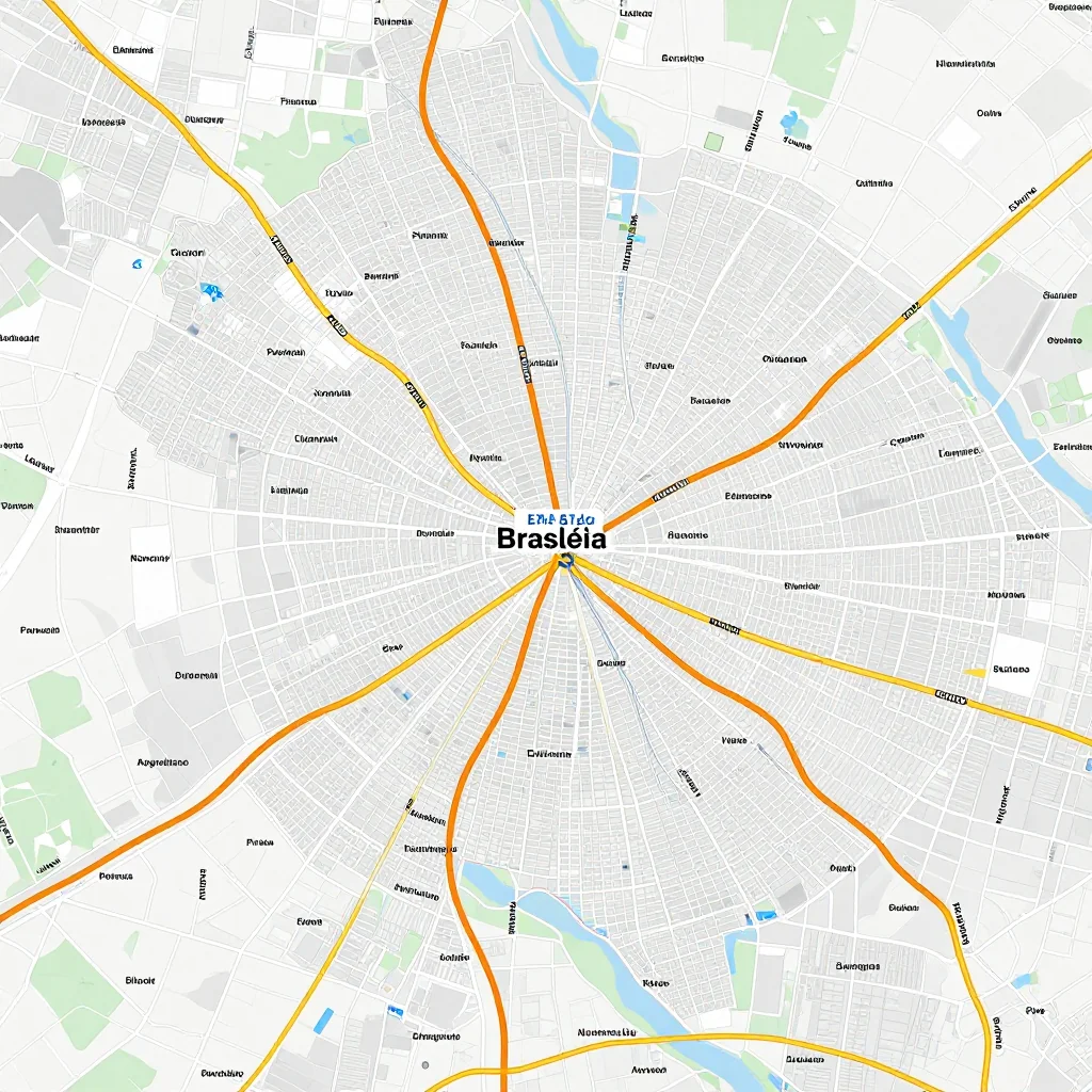 Detailed street map showing roads, highways, neighborhoods, and urban layout of Brasiléia, Brazil