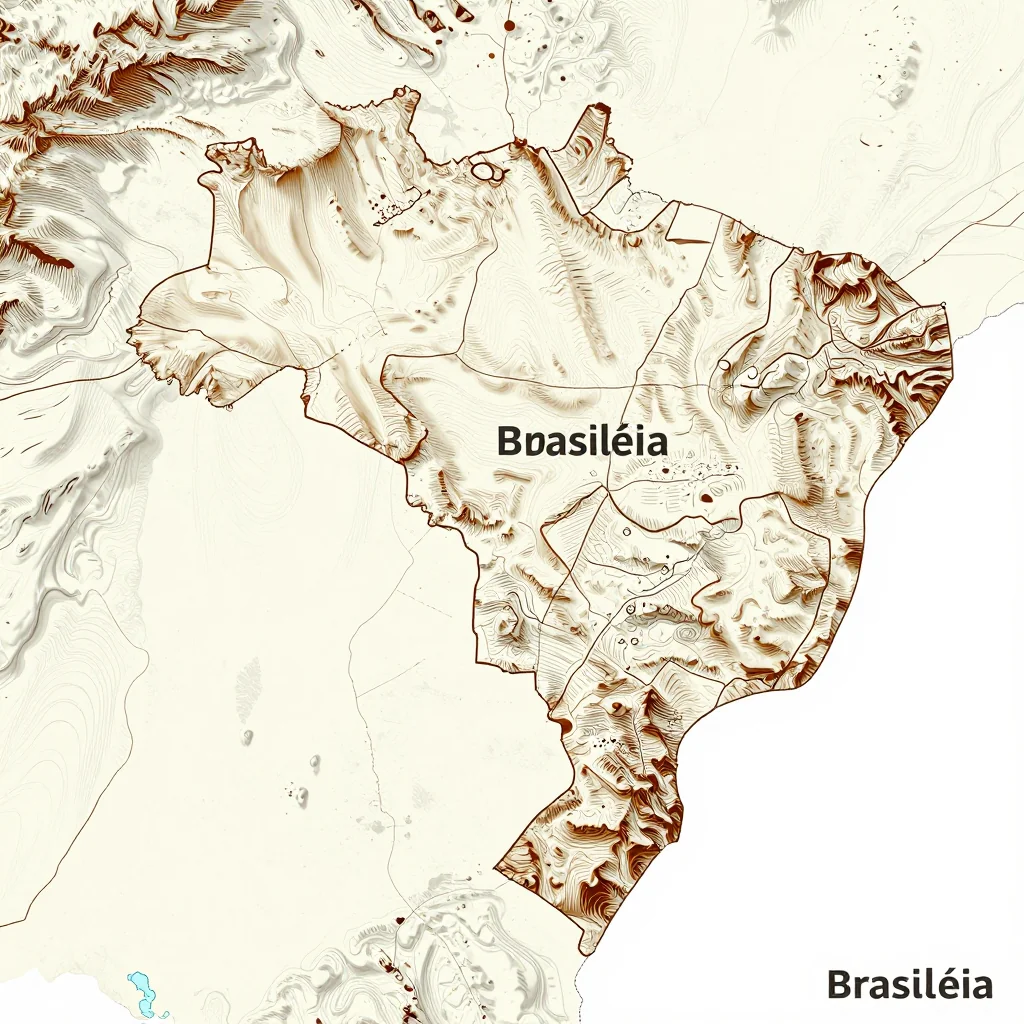 brasileia brazil city topographic map