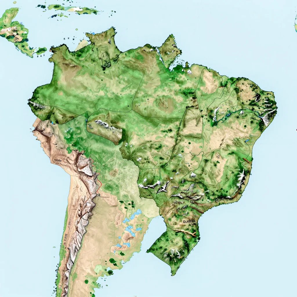 brazil country physical map