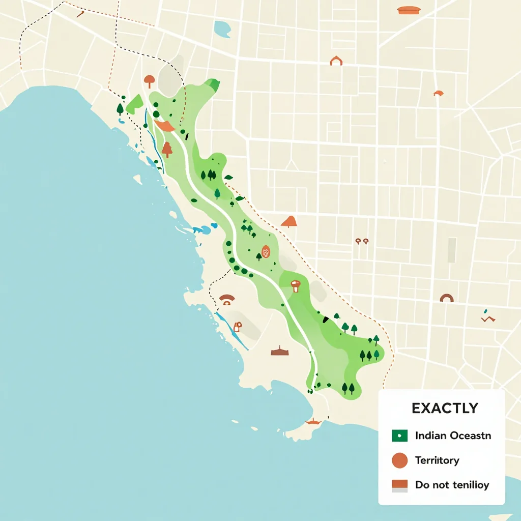 Isometric Tourist Map of British Indian Ocean Territory - Flat Design Isometric flat design tourist map of British Indian Ocean Territory showing landmarks, attractions, and points of interest
