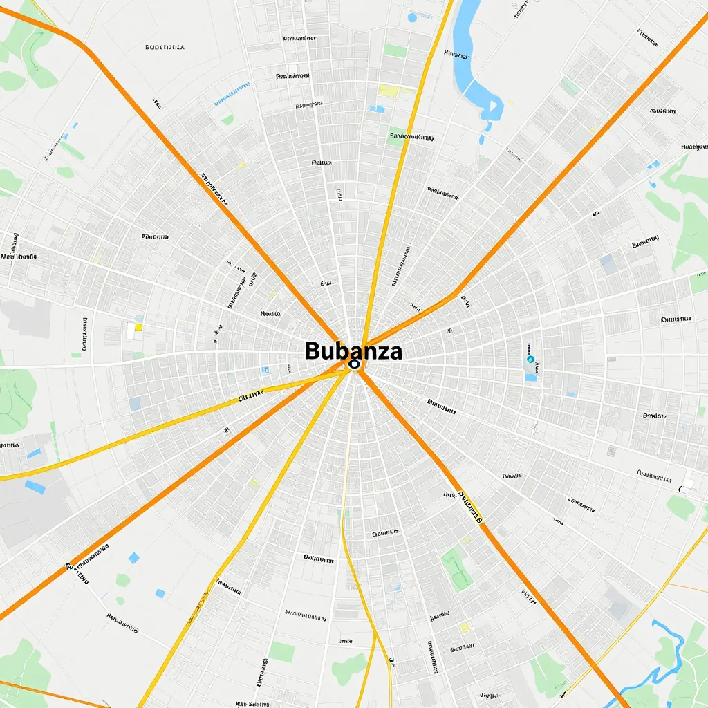 Detailed street map showing roads, highways, neighborhoods, and urban layout of Bubanza, Burundi
