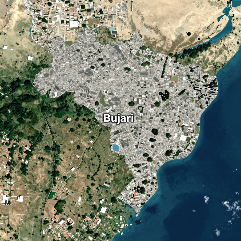 Satellite View of Bujari, Brazil from Space High-resolution satellite image of Bujari, Brazil showing land cover, urban areas, and natural features from space