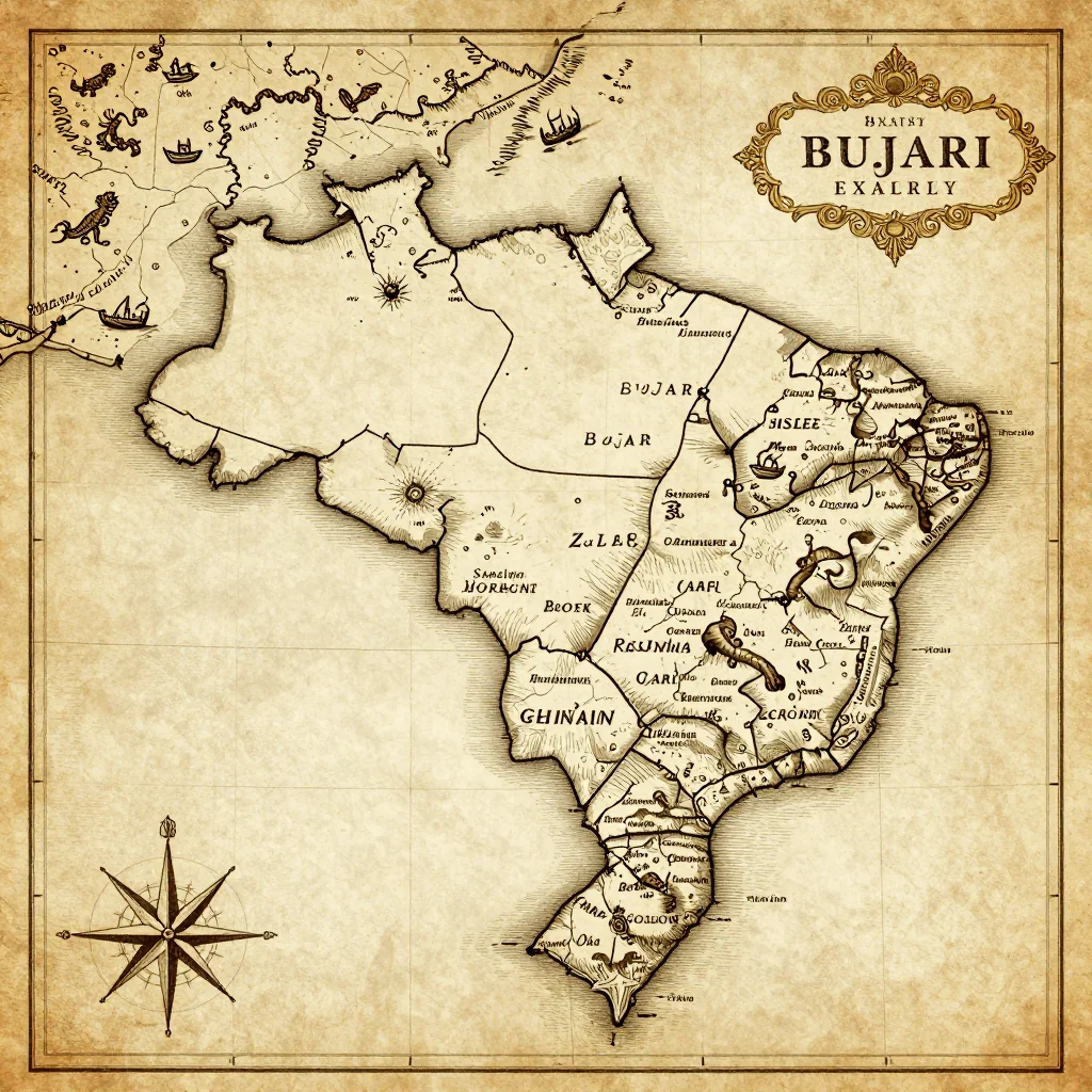 Historical Vintage Map of Bujari, Brazil - Antique Cartography Antique vintage map of Bujari, Brazil showing historical cartography style