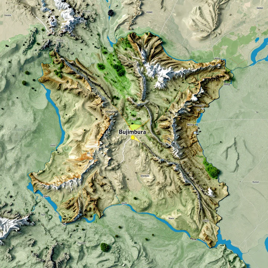 bujumbura burundi city physical map