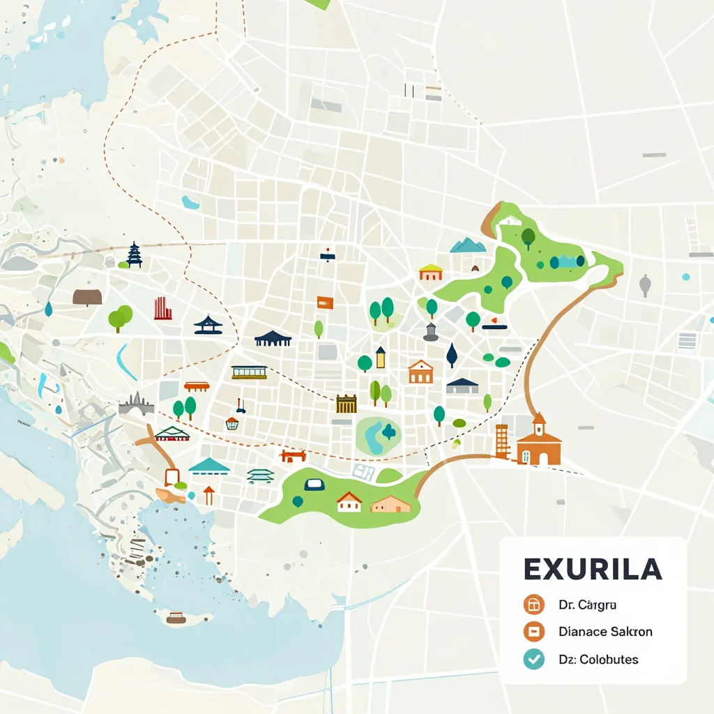 Isometric flat design tourist map of Bulgaria showing landmarks, attractions, and points of interest