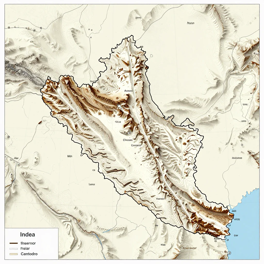 3D topographic map showing elevation contours, mountain ranges, and terrain features of Cambodia