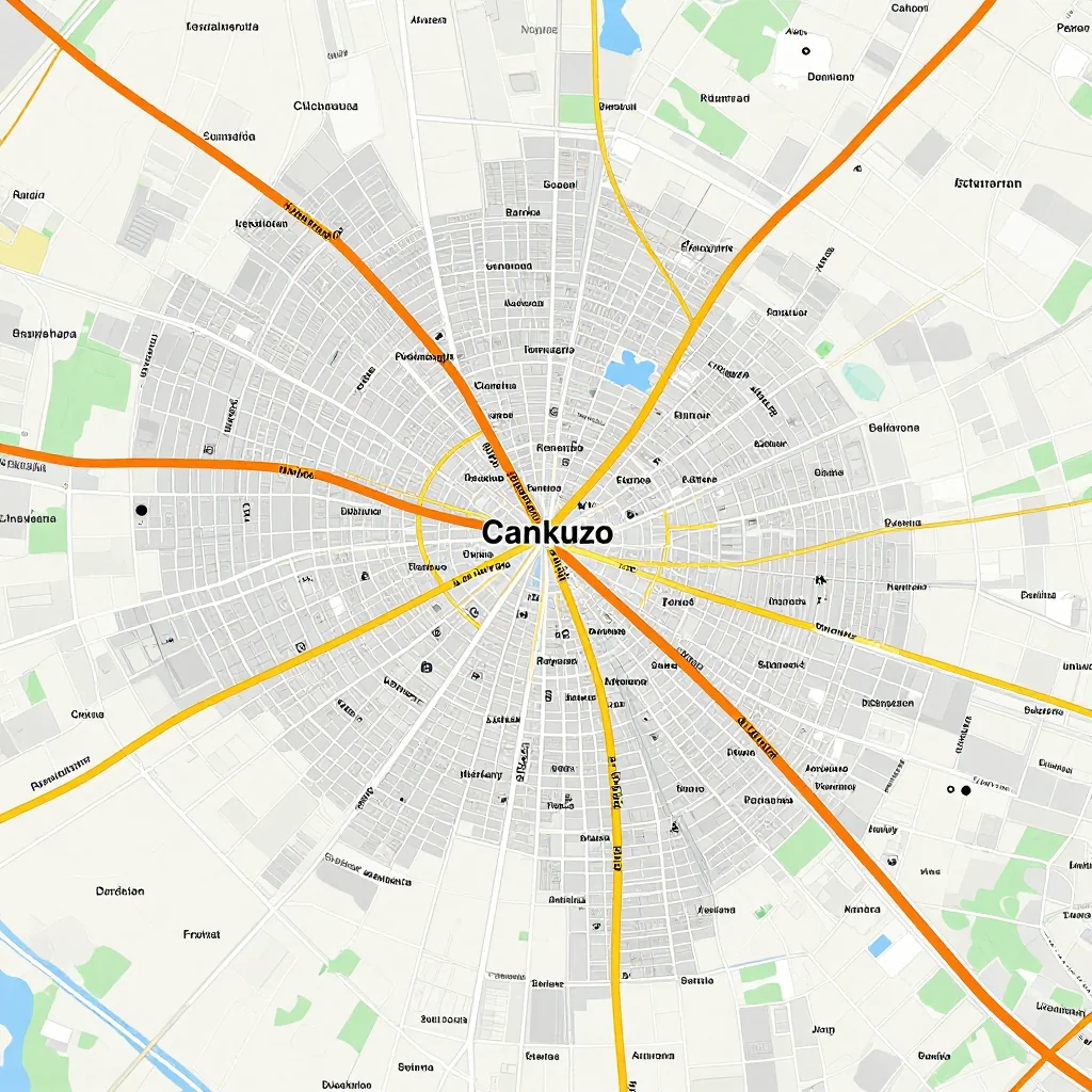 Detailed street map showing roads, highways, neighborhoods, and urban layout of Cankuzo, Burundi