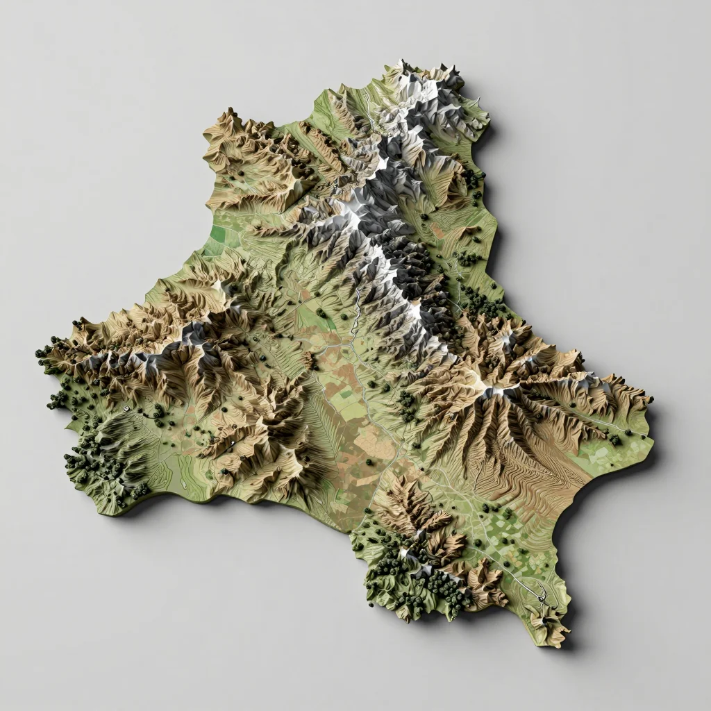 Isometric 3D topographic visualization showing elevation and terrain of Cankuzo, Burundi