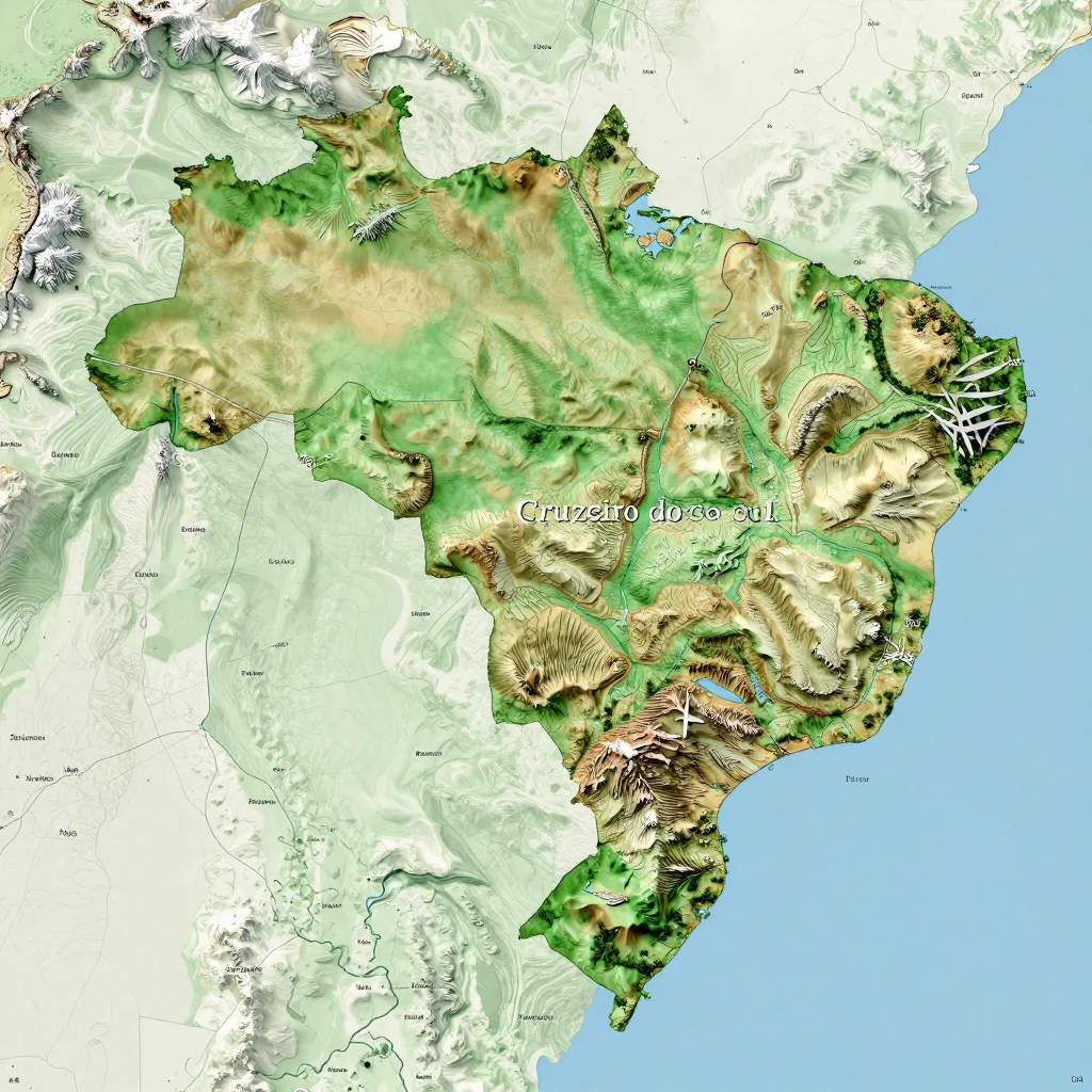 cruzeiro do sul brazil city physical map