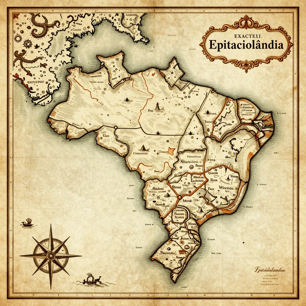 Antique vintage map of Epitaciolândia, Brazil showing historical cartography style