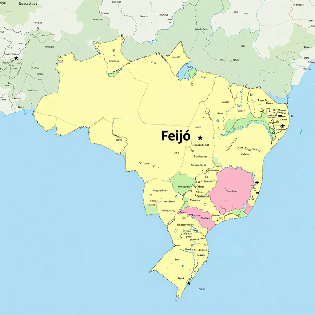 Political map showing borders, administrative divisions, major cities, and capital of Feijó, Brazil