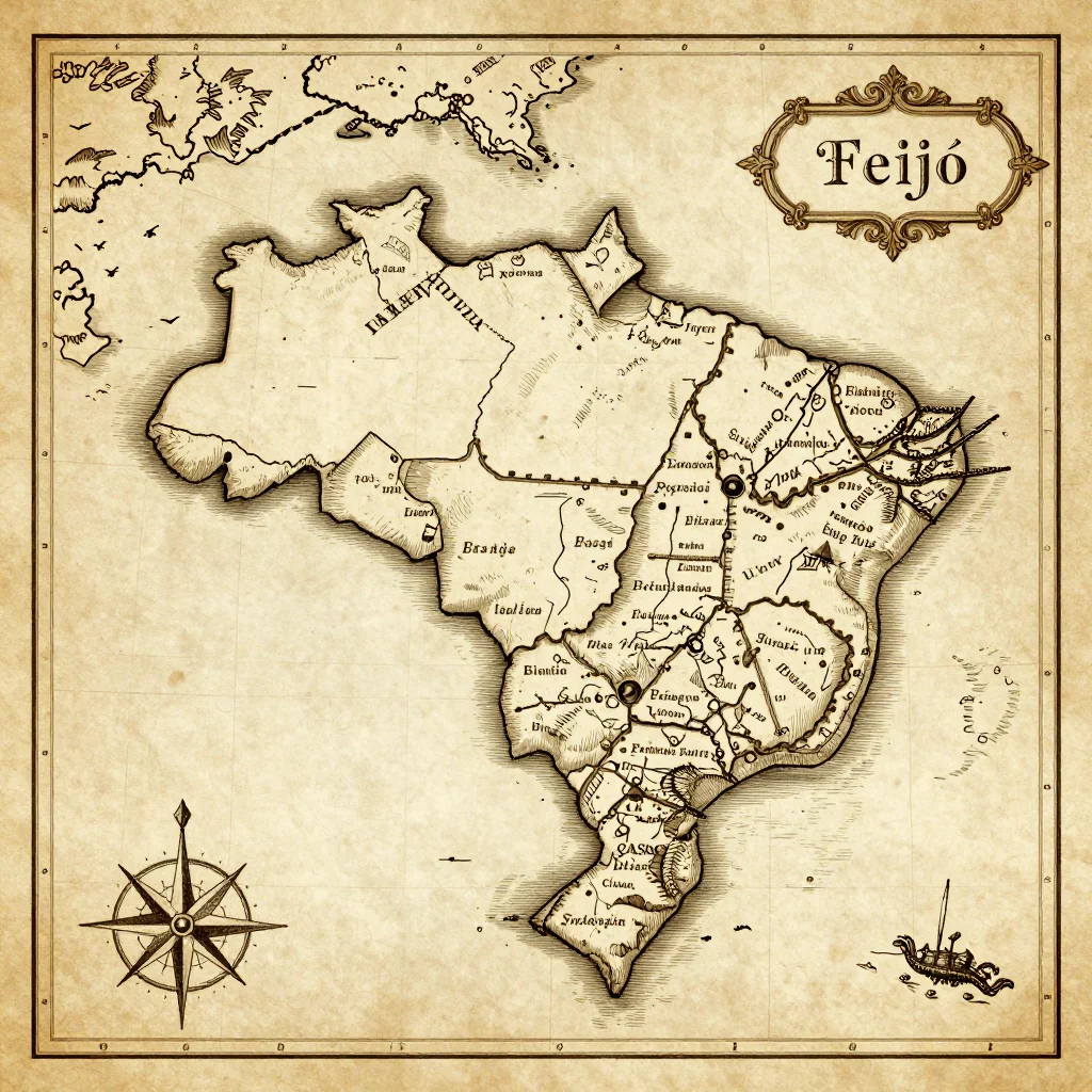 Antique vintage map of Feijó, Brazil showing historical cartography style